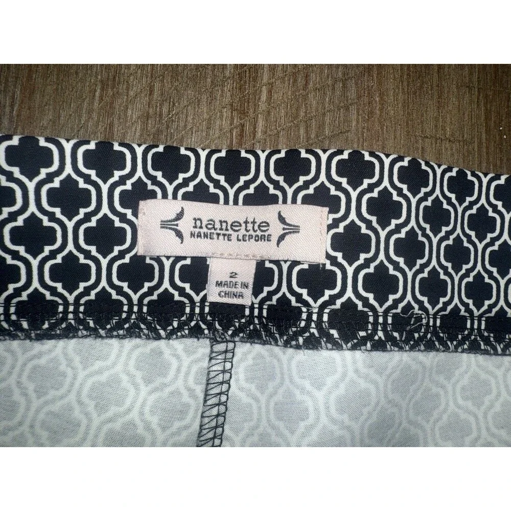 NWT Nanette Lepore Black Spade Print Comfort Pull On Cropped Pant Size 2 NEW $68